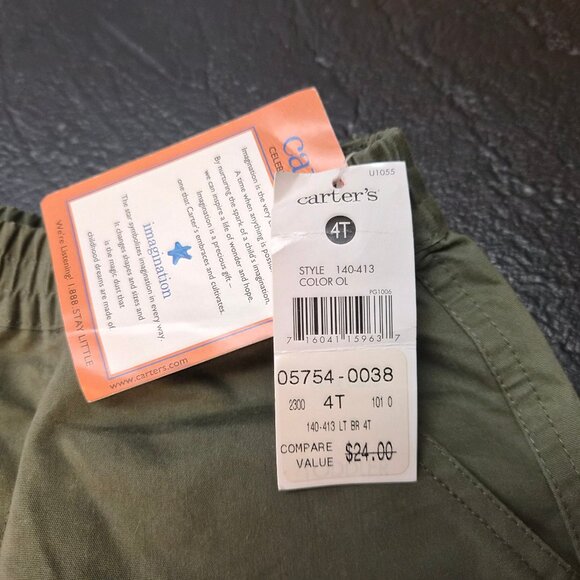 Carter’s Toddler Olive Green Cargo Pants 4T NWT - Picture 5 of 5